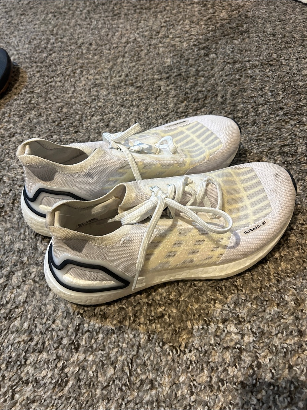adidas White and Black Ultraboost Knit Sneakers